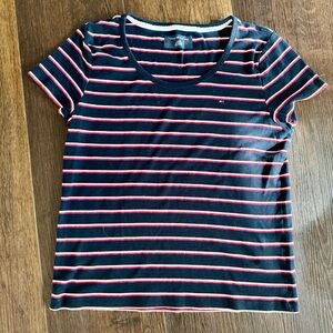 Tommy Hilfiger Striped Tee | Navy Red White | Size XL